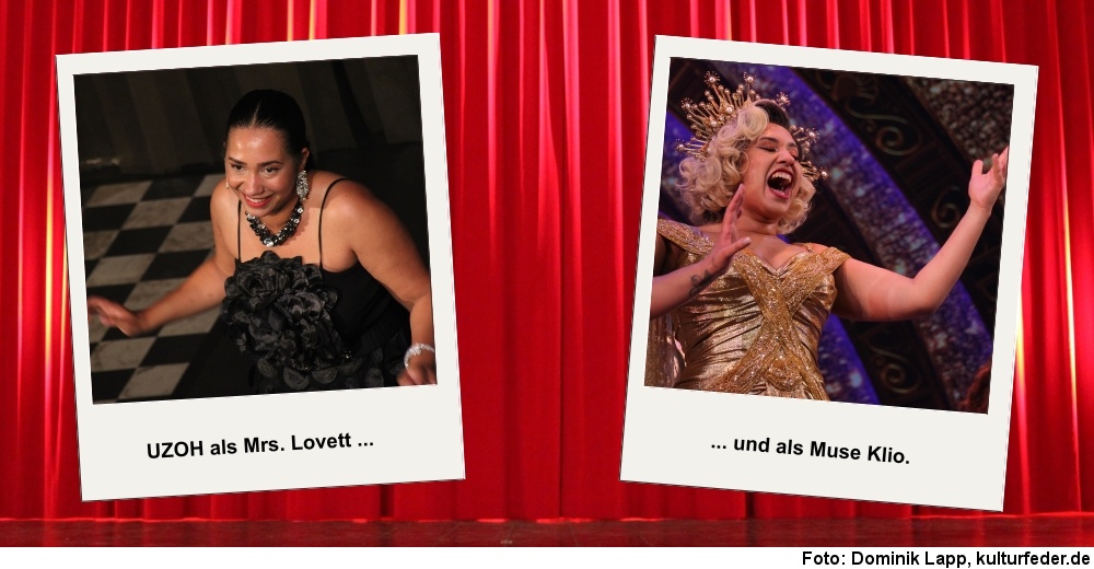 UZOH als Mrs. Lovett und Muse Klio. (Foto: Dominik Lapp)